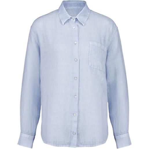 120% Lino camicia a maniche lunghe - blu