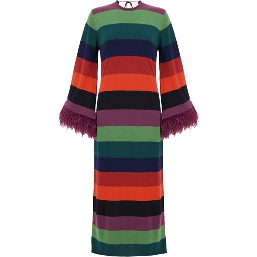 PAULA abito midi a righe - rosso