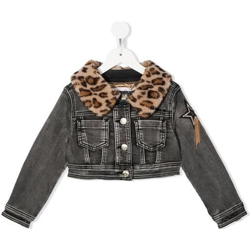 Monnalisa giacca denim con colletto removibile - grigio