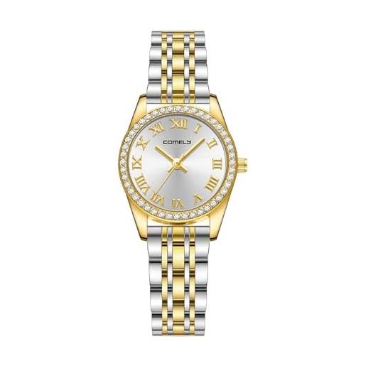 NIBOSI Orologio analogico al quarzo da donna con quadrante in acciaio inossidabile con giorno e data, luminoso, impermeabile, classico, di lusso, con diamanti, elegante, per polsi piccoli, Bracciale