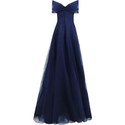 Gemy Maalouf abito da sera con spalle scoperte - blu