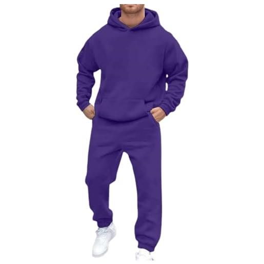 Generisch tuta da ginnastica da uomo, a manica lunga, 2 pezzi, traspirante, casa, tuta a tinta unita, set, baggy, tuta sportiva, tracksuit, pullover e pantaloni sportivi, a manica lunga, abbigliamento