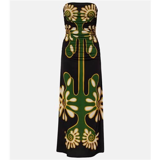 Cala de la Cruz abito lungo daphne in jersey con stampa