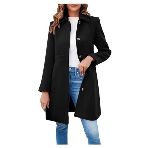Generisch cappotto invernale da donna lungo in lana elegante trenchcoat cappotto in lana invernale mantel donna con bottoni giubbotto antivento donna cappotto monocromatico windbreaker giacca in tweed