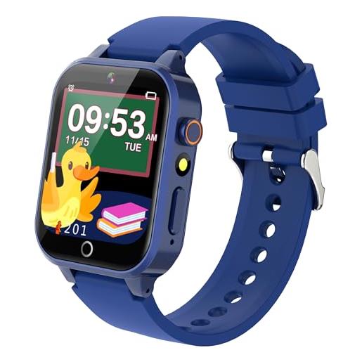 Ruopoem smartwatch per bambini 26 giochi, orologio smartwatch bambini con contapassi calorico fotocamere musicale video sveglia giocattoli touchscreen, orologio bambino regalo compleanno[scheda sd integrata]