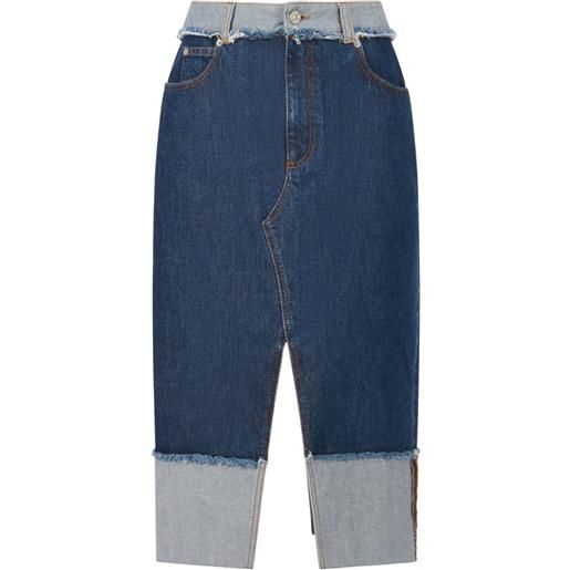 Marni gonna midi in denim con dettagli sfilacciati - blu