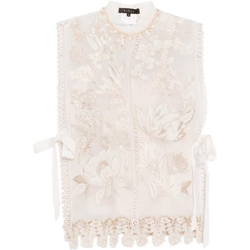 Biyan canotta con ricamo a fiori - toni neutri