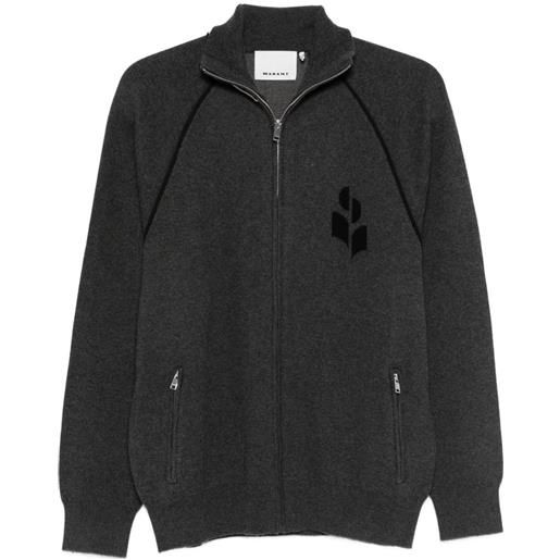 MARANT maglione con zip e logo - grigio