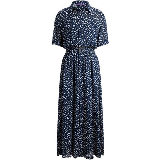 Ralph Lauren Collection abito midi con stampa geometrica e cintura - blu