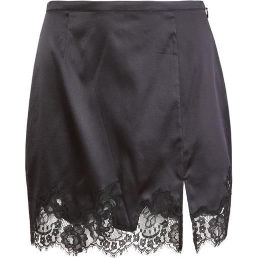 Fleur Du Mal minigonna juliet con dettaglio in pizzo - nero