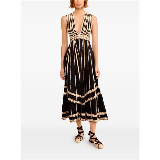 Ulla Johnson abito midi palermo con scollo a v - nero