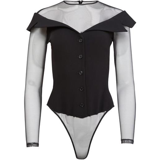 Fleur Du Mal body con bottoni - nero