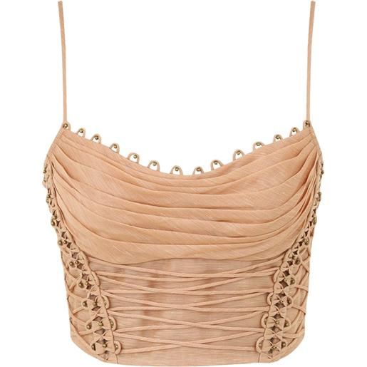 ZIMMERMANN top corto rebellion con perline - toni neutri