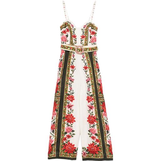 FARM Rio tuta intera a fiori - toni neutri