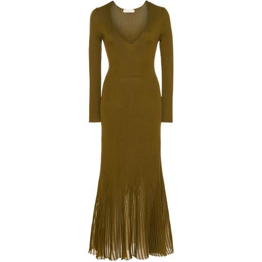 Ulla Johnson abito midi zeda con scollo a v - verde