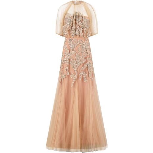 Lela Rose abito da sera con ricamo - toni neutri