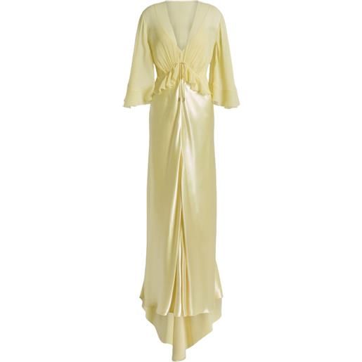 Alberta Ferretti abito lungo con ruches - giallo