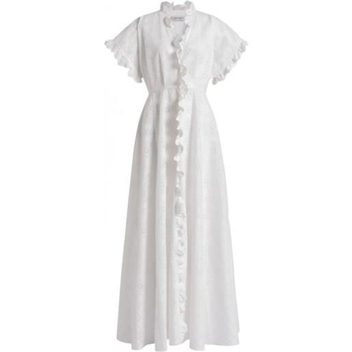 Alberta Ferretti abito lungo con ruches - bianco