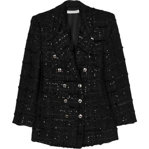 Alessandra Rich blazer doppiopetto in tweed - nero