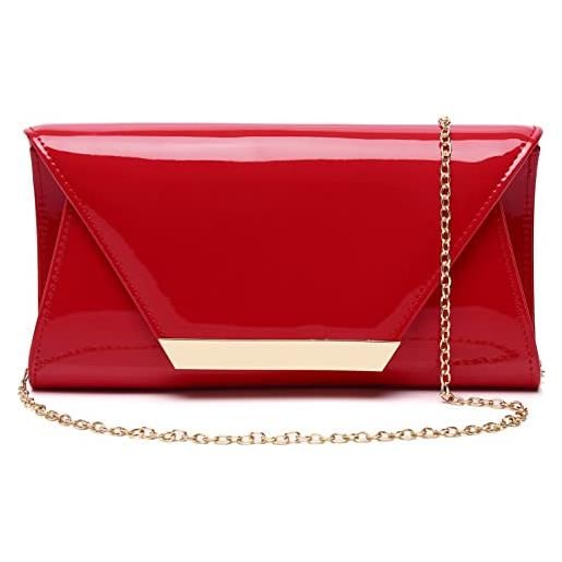 DETARA pochette da donna in pelle verniciata, elegante borsa a tracolla per natale, matrimoni, feste di fine anno, nero, standard
