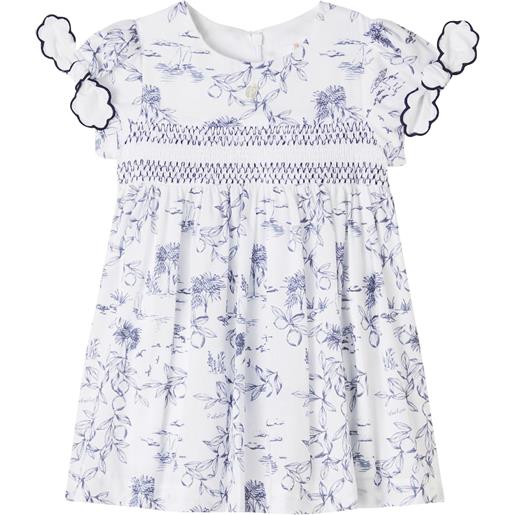 Patachou baby - abito in cotone toile de jouy arricciato