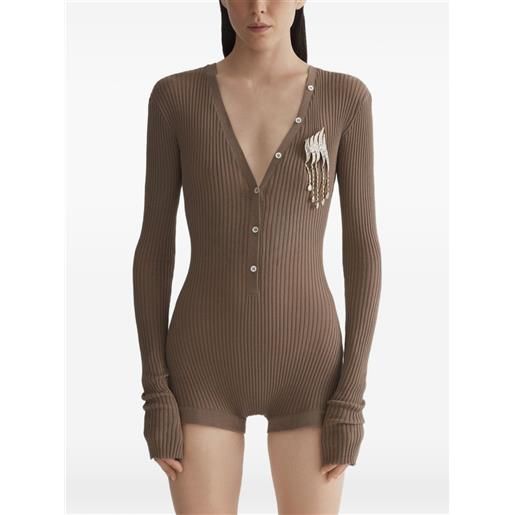 Mugler top con bottoni - marrone
