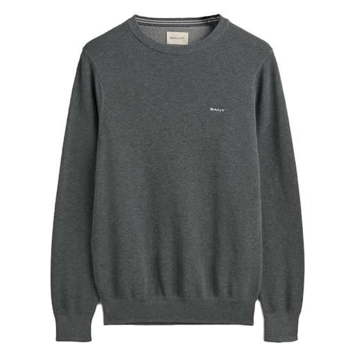 GANT maglione da uomo classico in cotone a c, blu jeans scuro mélange. , xxxl