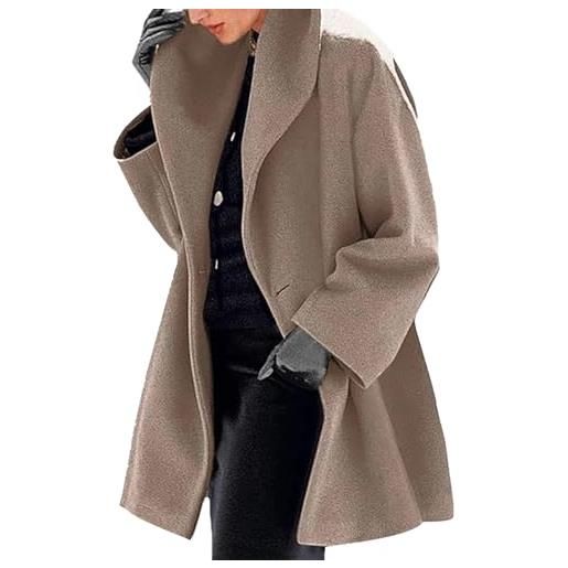 boiler trench da donna - cappotto invernale giacca cappotto di lana, giacca media, cappotti oversize, colletto a risvolto peacoat, capispalla caldi da donna, cammello, l