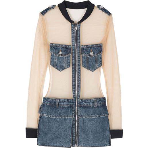 Coperni abito corto con inserti in tulle - blu