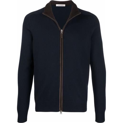 Fileria cardigan con zip - blu