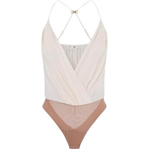 Elisabetta Franchi body con scollo a v - toni neutri