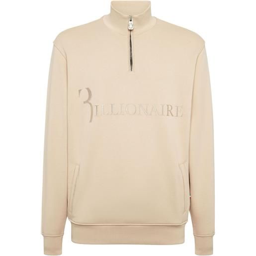 Billionaire felpa con mezza zip e logo stampato - toni neutri