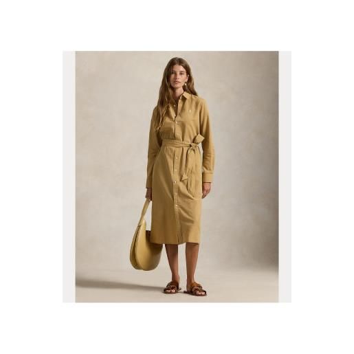 Polo Ralph Lauren per donna. 211a96346002 abito camicia beige in cotone e lino [3304916], casual, manica lunga