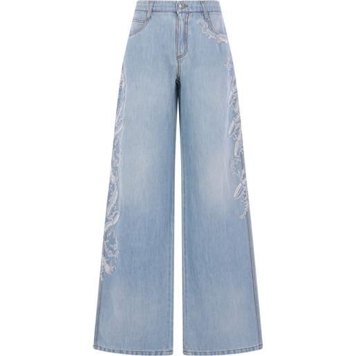 Ermanno Scervino jeans con ricamo a fiori - blu