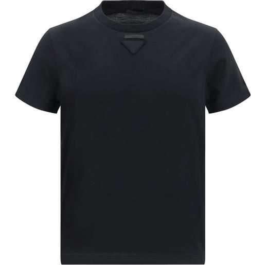 Prada t-shirt in cotone con logo - nero
