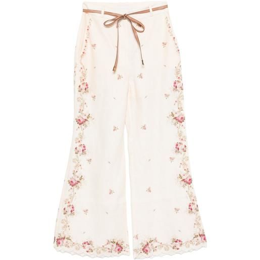 ZIMMERMANN pantaloni patience a fiori - toni neutri
