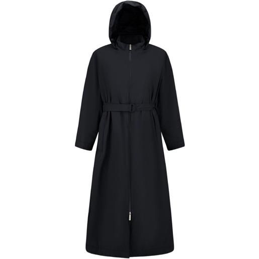 Herno impermeabile con cintura e cappuccio - nero
