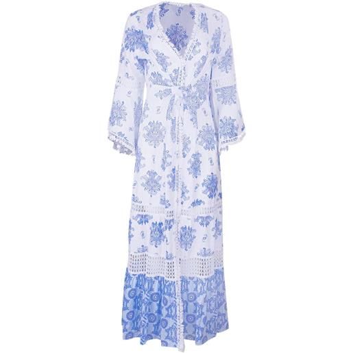 Temptation Positano abito lungo centa a fiori - bianco