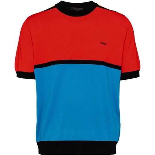 Prada maglione con design color-block - blu