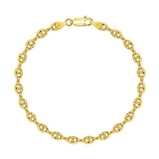 Bracciale Argento Sterling 925 – PLANETYS Modello Grana Di Caffè – Larghezza 4.3 Mm, Rodiato