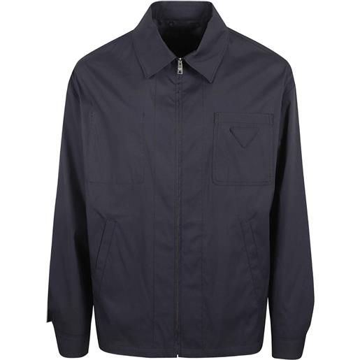 Prada giacca con logo e zip - blu