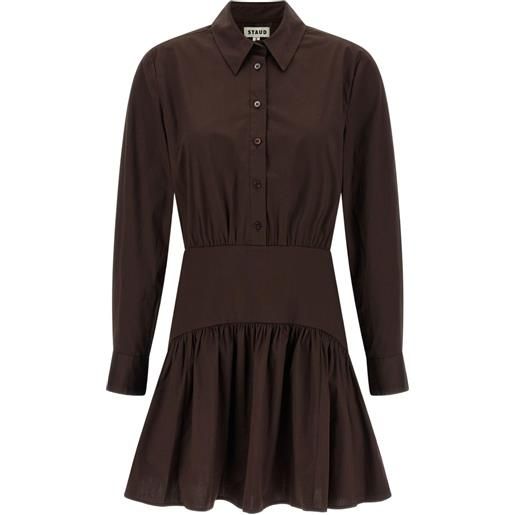 STAUD abito corto rocco con arricciatura - marrone