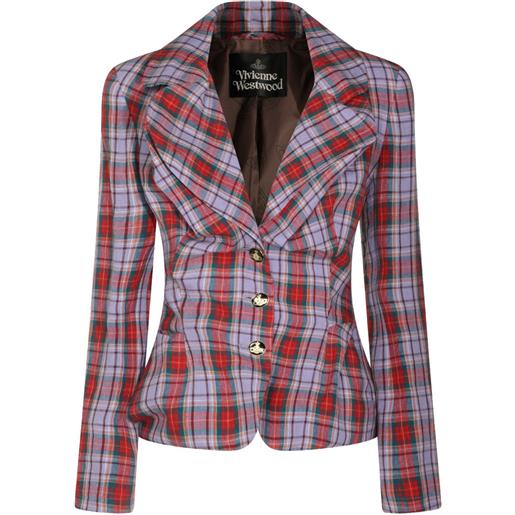 Vivienne Westwood giacca drunken a quadri - viola