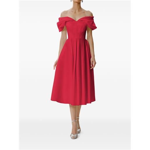 FRAMBOISE abito midi glamo con spalle scoperte - rosso