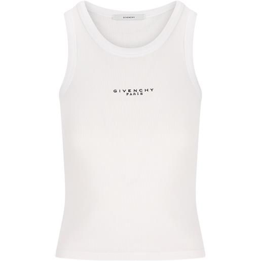 Givenchy canotta aderente in cotone con stampa Givenchy paris - bianco