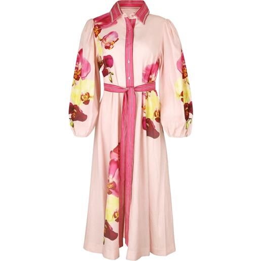 Aston Studio abito midi lucille a fiori - rosa