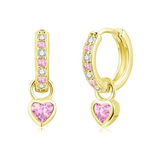 Orecchini A Cerchio Amberta Lumini In Argento 925 Con Zirconi Colorati – Donna, 20 Mm, Ipoallergenici