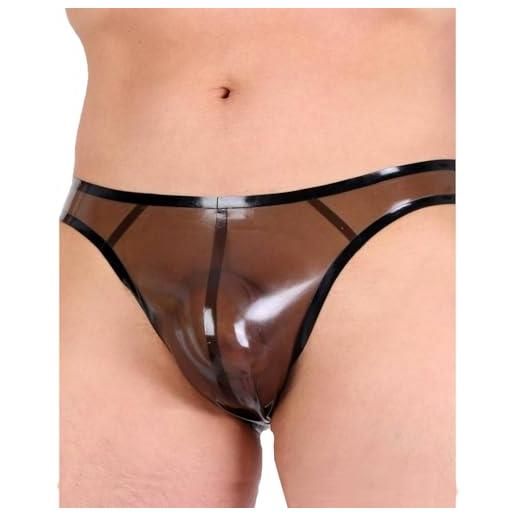 Kangxinsheng lattice nero trasparente perizoma uomo, moda uomini mutandine in lattice, adatto per abbigliamento discoteca club feste lattice-l