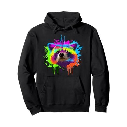 Colorato Bambino Procione Idea Regalo splash art procione regalo animale amante dei procioni felpa con cappuccio