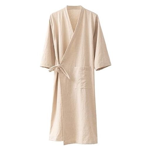 Kimono Da Camera Donna In Cotone Con Stampa Floreale Rosa - Vestaglia Giapponese Tradizionale Con Cintura E Tasche, Morbido E Leggero (Taglia L) - 5